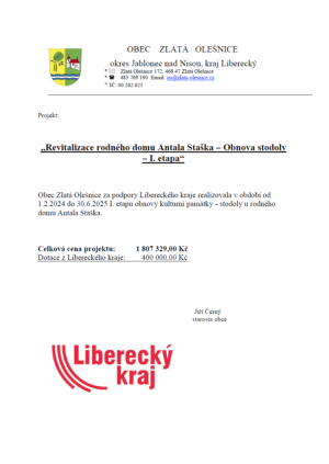 Revitalizace rodného domu Antala Staška – Obnova stodoly – I. etapa