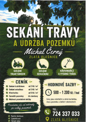Sekání trávy a údržba pozemků
